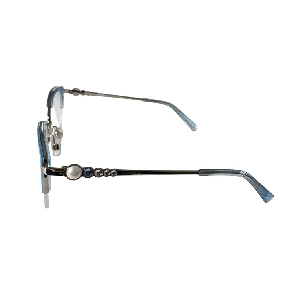 Swarovski SK5307 Eyeglass Frame Only 55-17-140 Blue Metal Semi-Rimless Gemstones - Picture 10 of 14